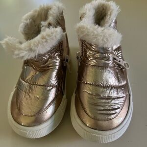 Metallic Rose Gold Fur-Lined Boots